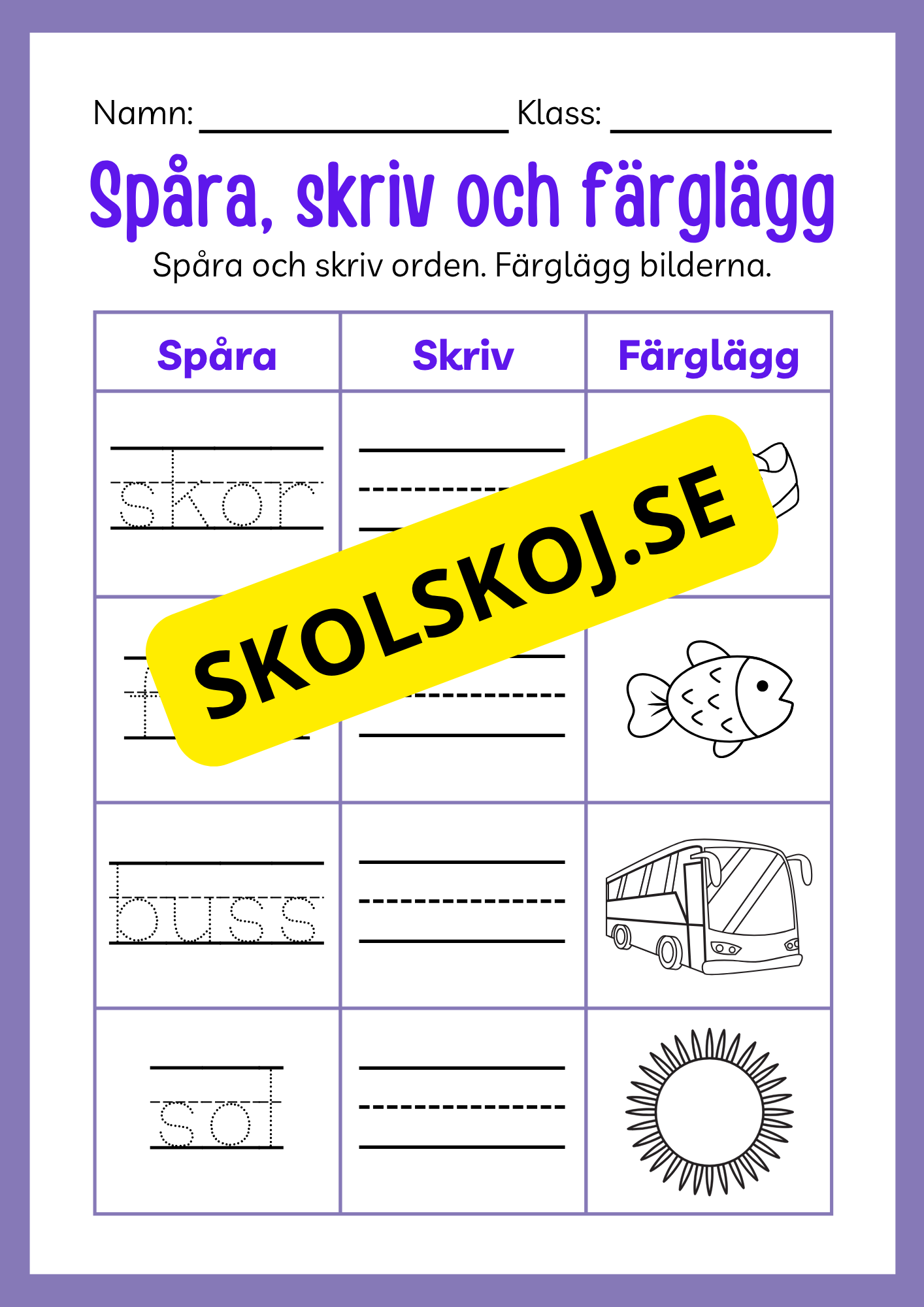 Spåra, skriv och färglägg - Häfte