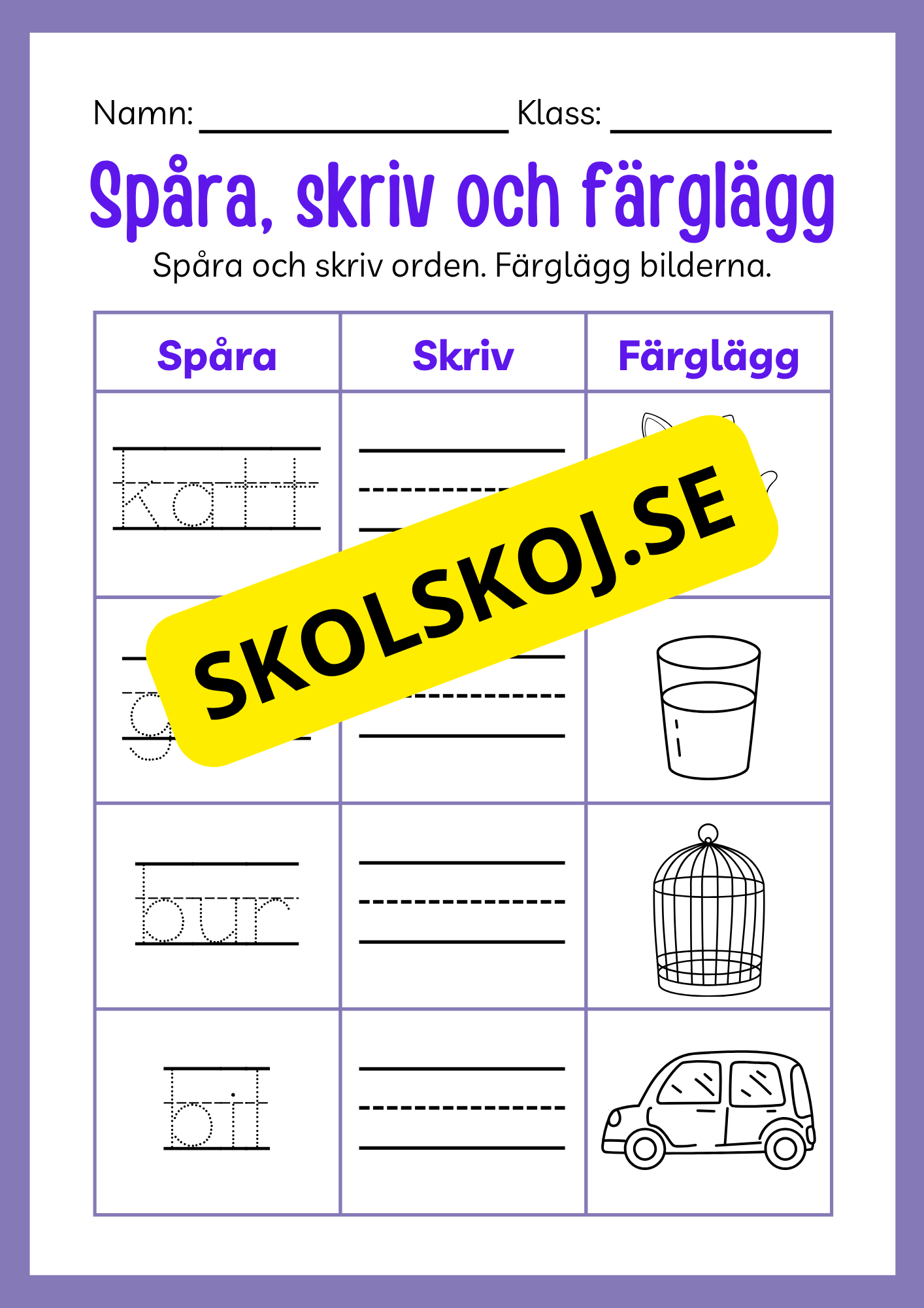 Spåra, skriv och färglägg - Häfte