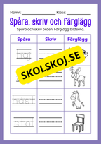 Spåra, skriv och färglägg - Häfte