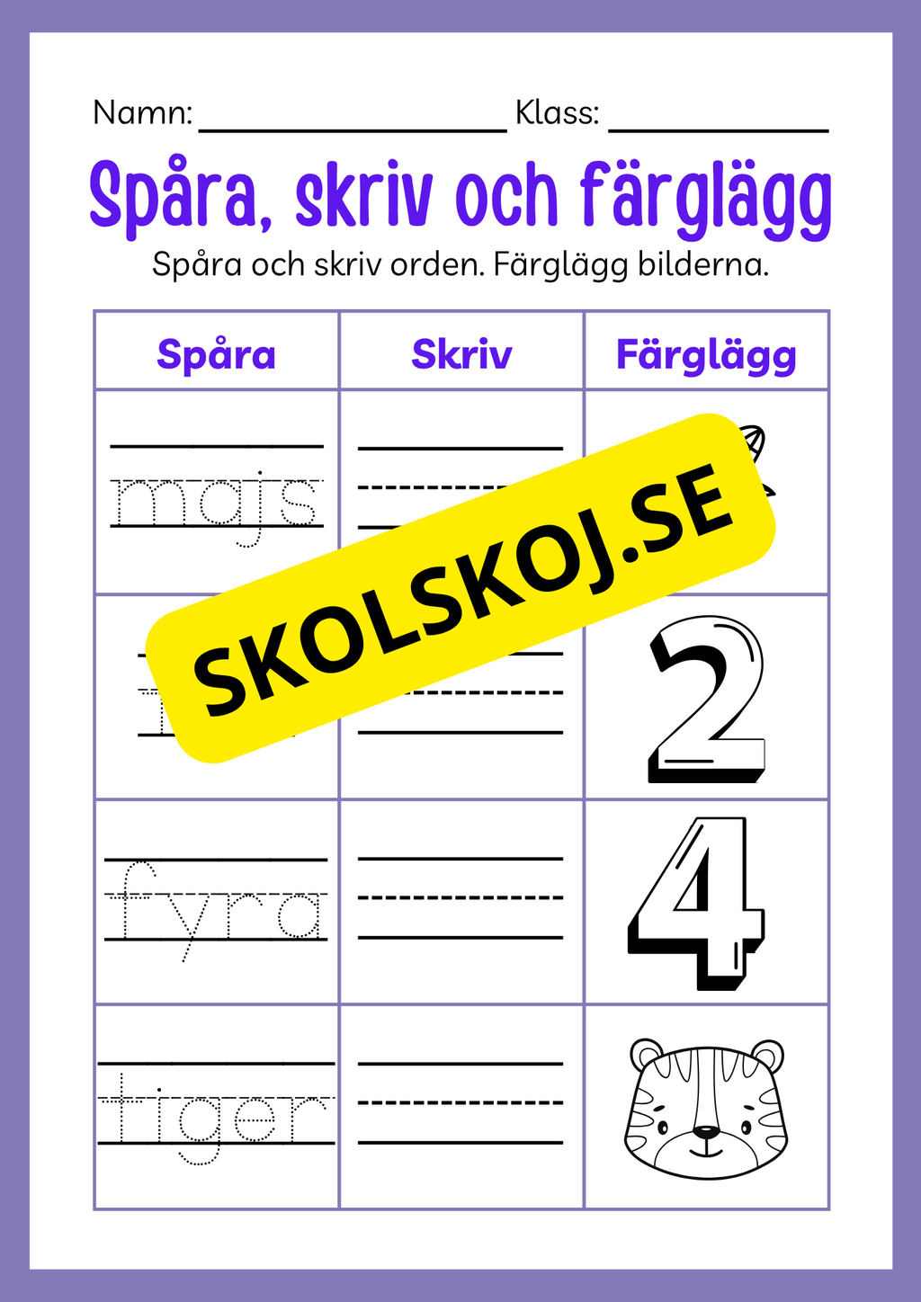 Spåra, skriv och färglägg - Häfte