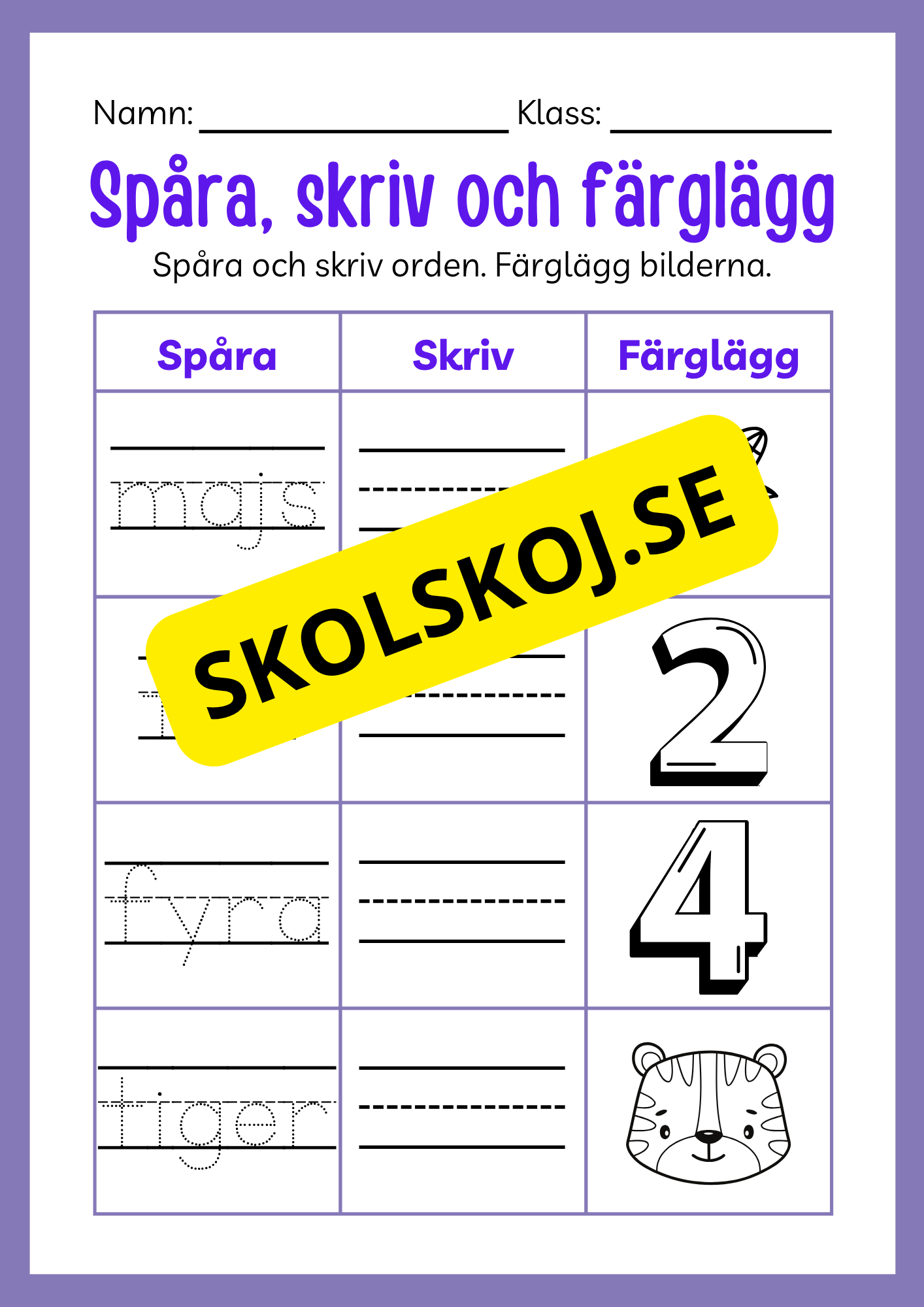 Spåra, skriv och färglägg - Häfte