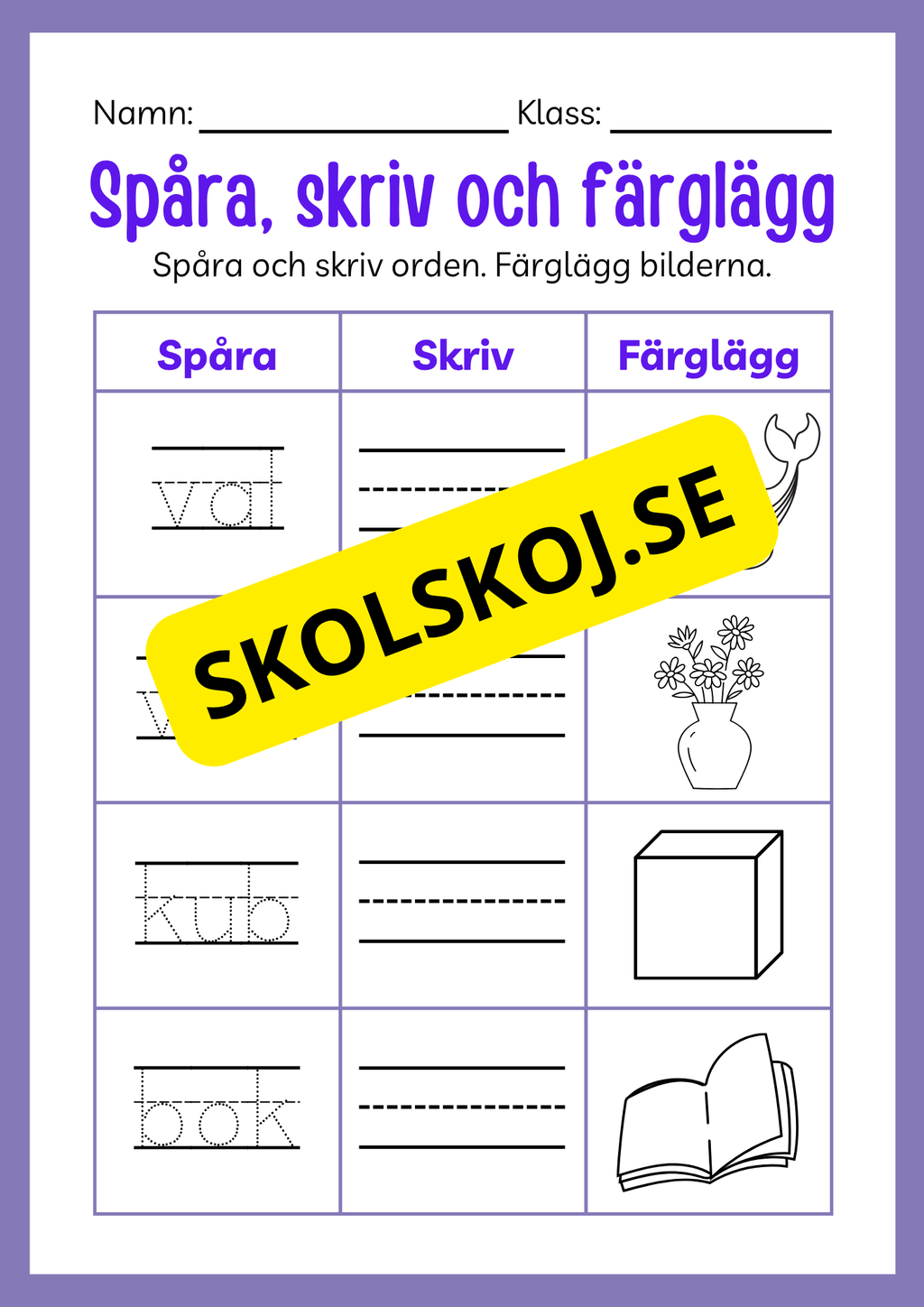 Spåra, skriv och färglägg - Häfte