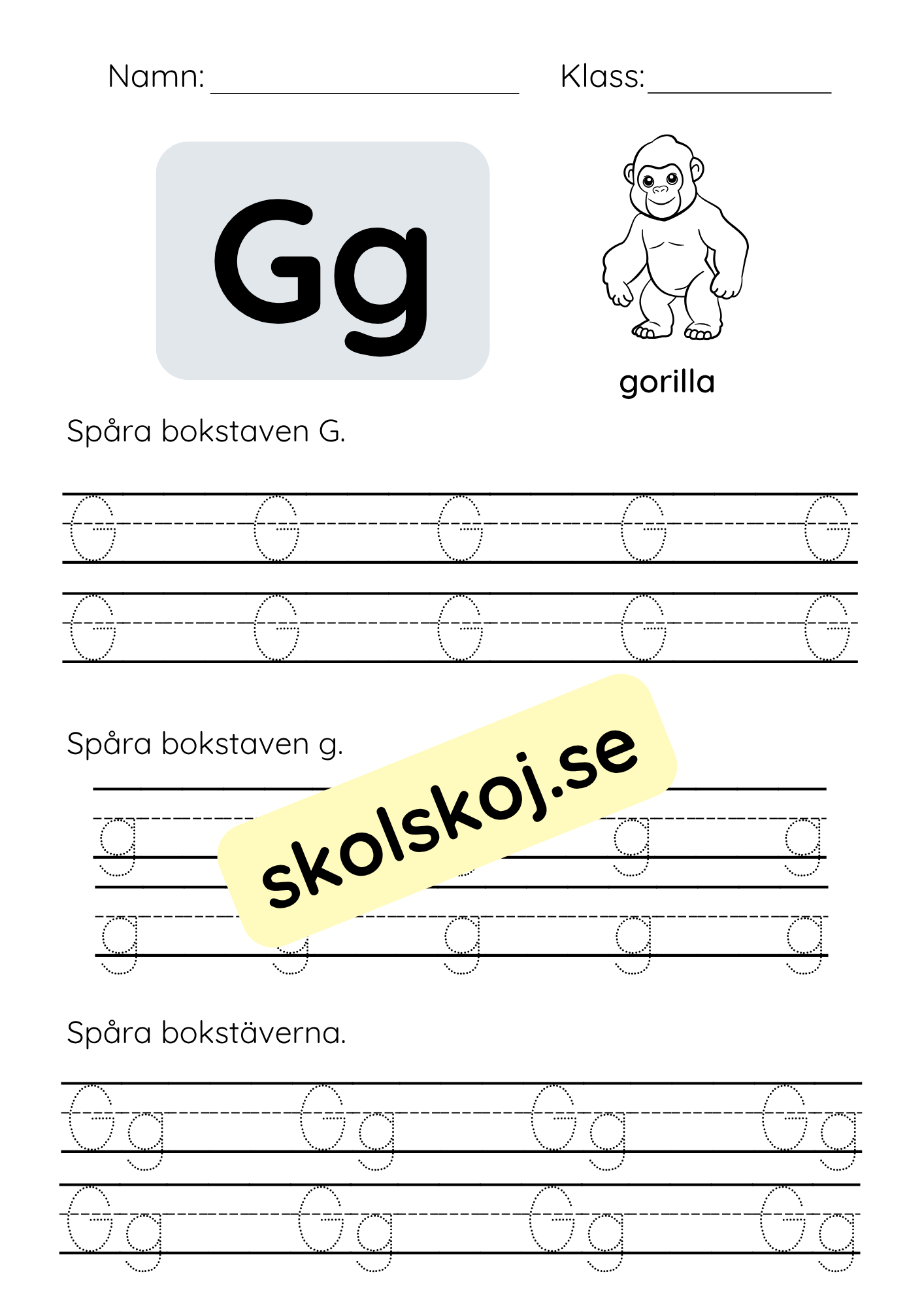 Spåra bokstäver - Hela alfabetet