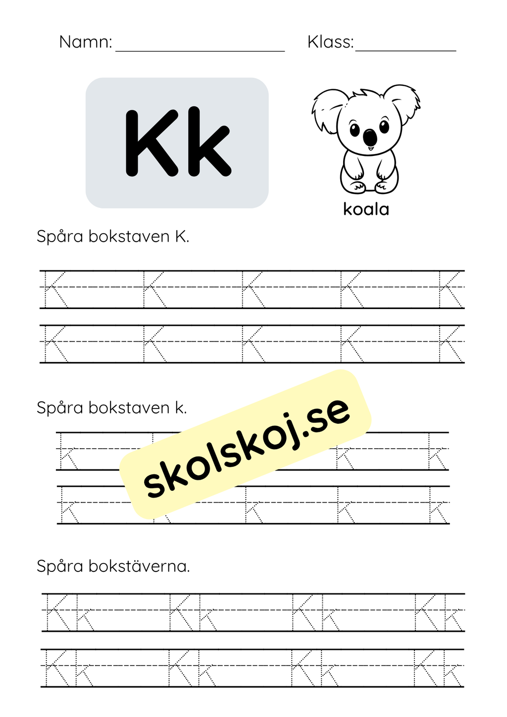 Spåra bokstäver - Hela alfabetet