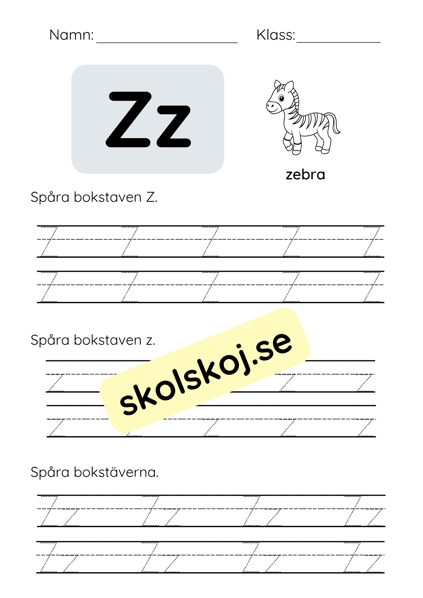 Spåra bokstäver - Hela alfabetet