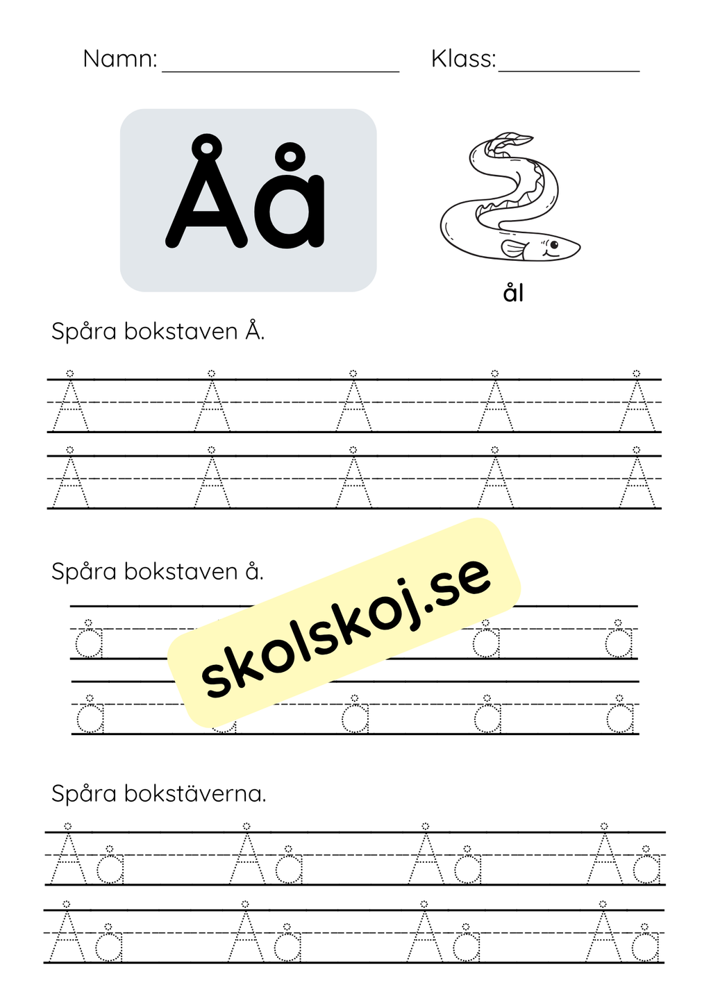 Spåra bokstäver - Hela alfabetet