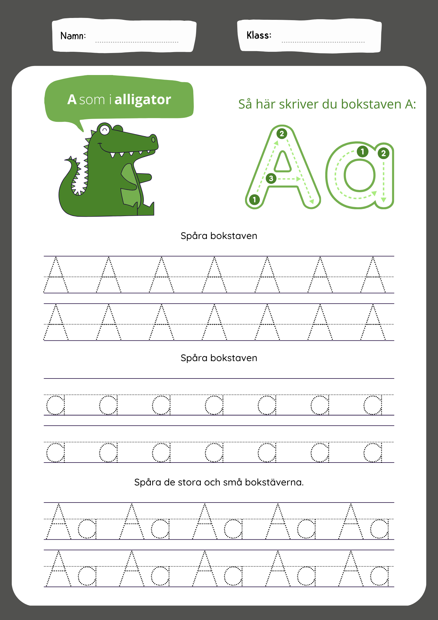 Spåra bokstäverna - Häfte alfabetet (58 sidor)