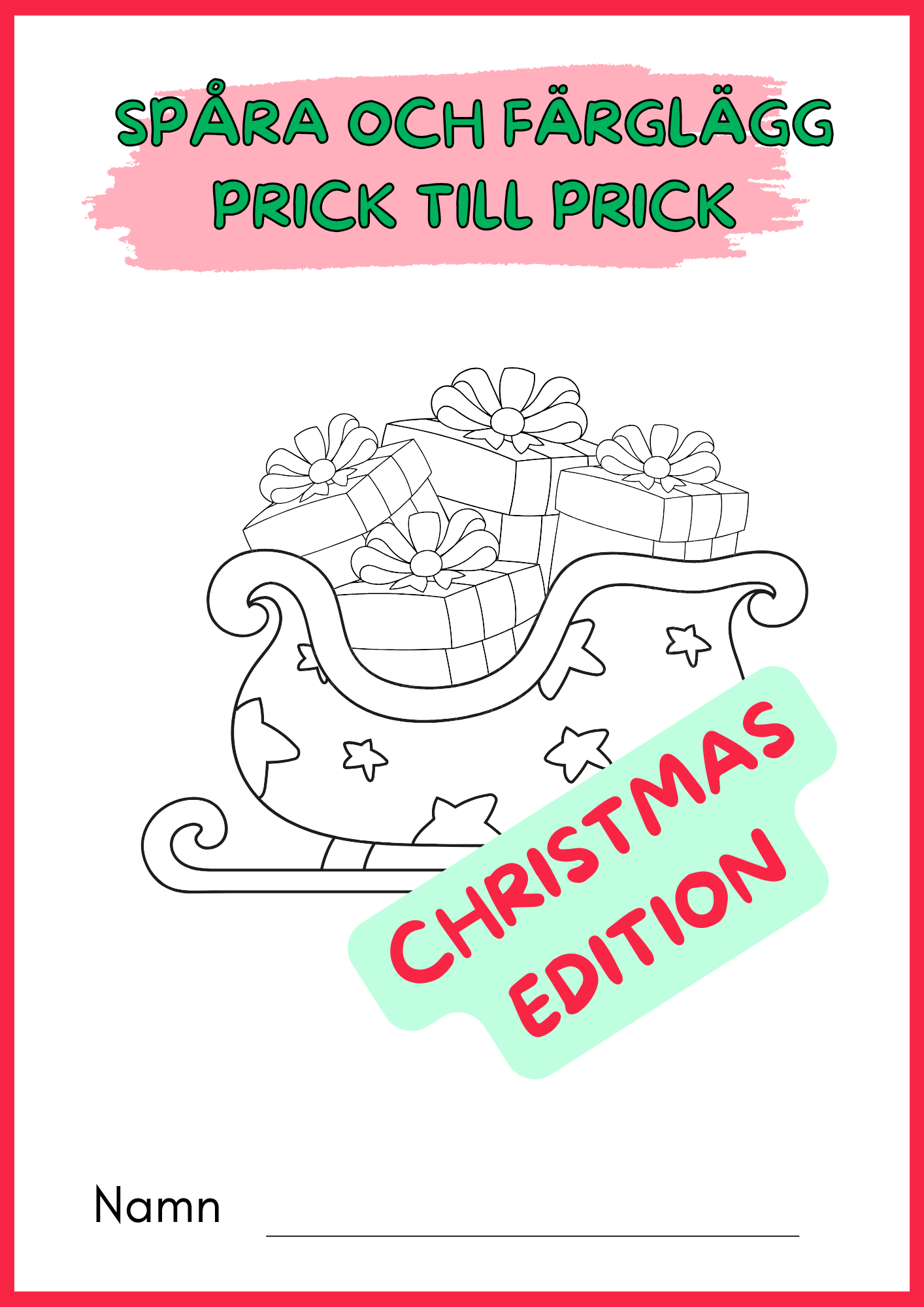 Spåra och färglägg - Prick till prick - Christmas edition