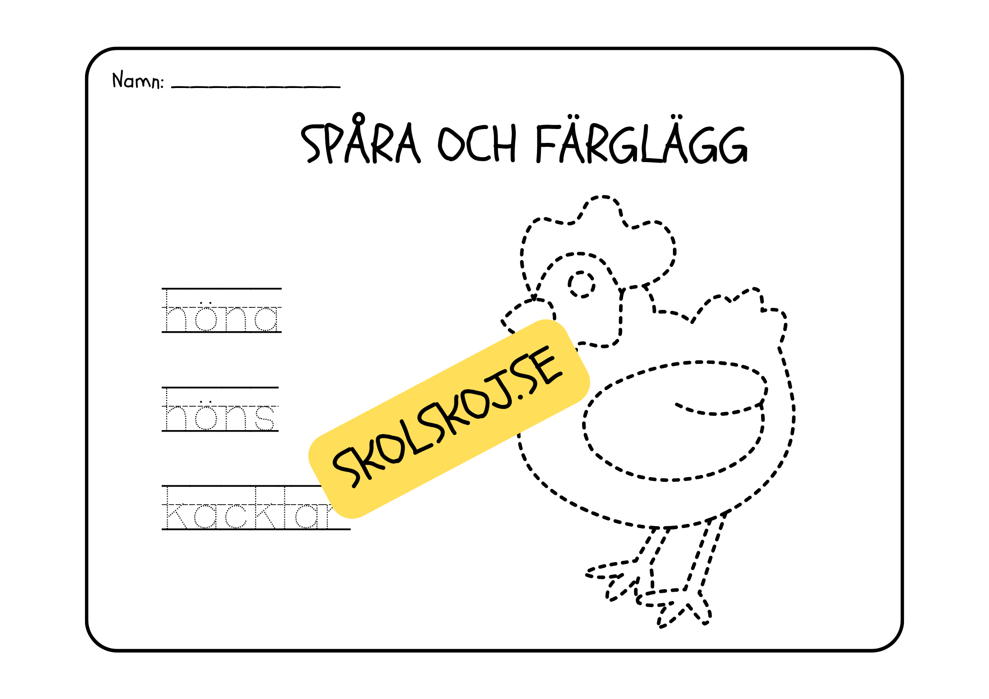 Spåra och färglägg - Tema djur