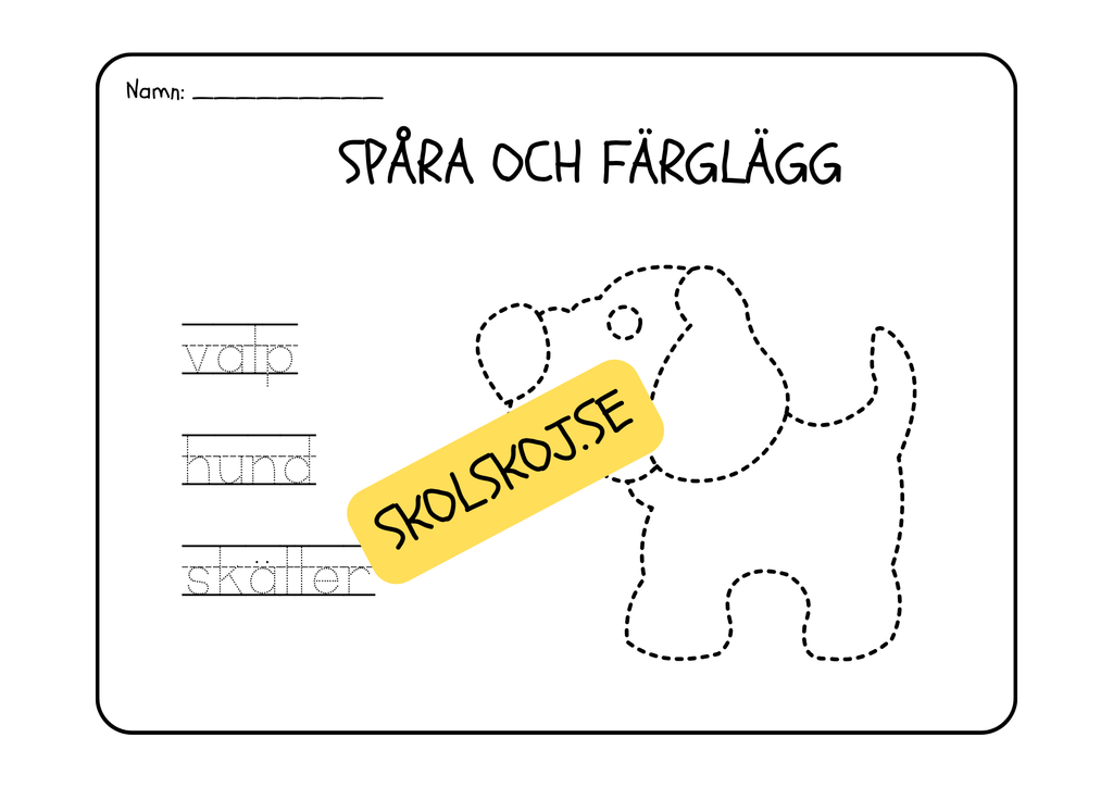Spåra och färglägg - Tema djur