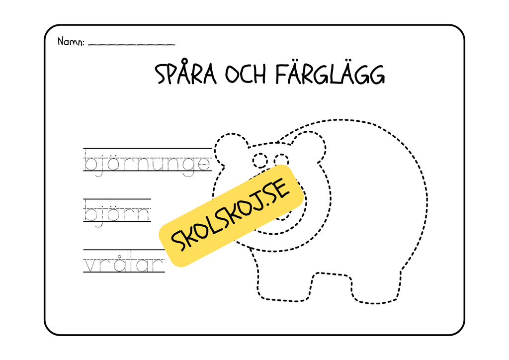 Spåra och färglägg - Tema djur