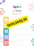 Spåra och skriv siffrorna 1 - 20