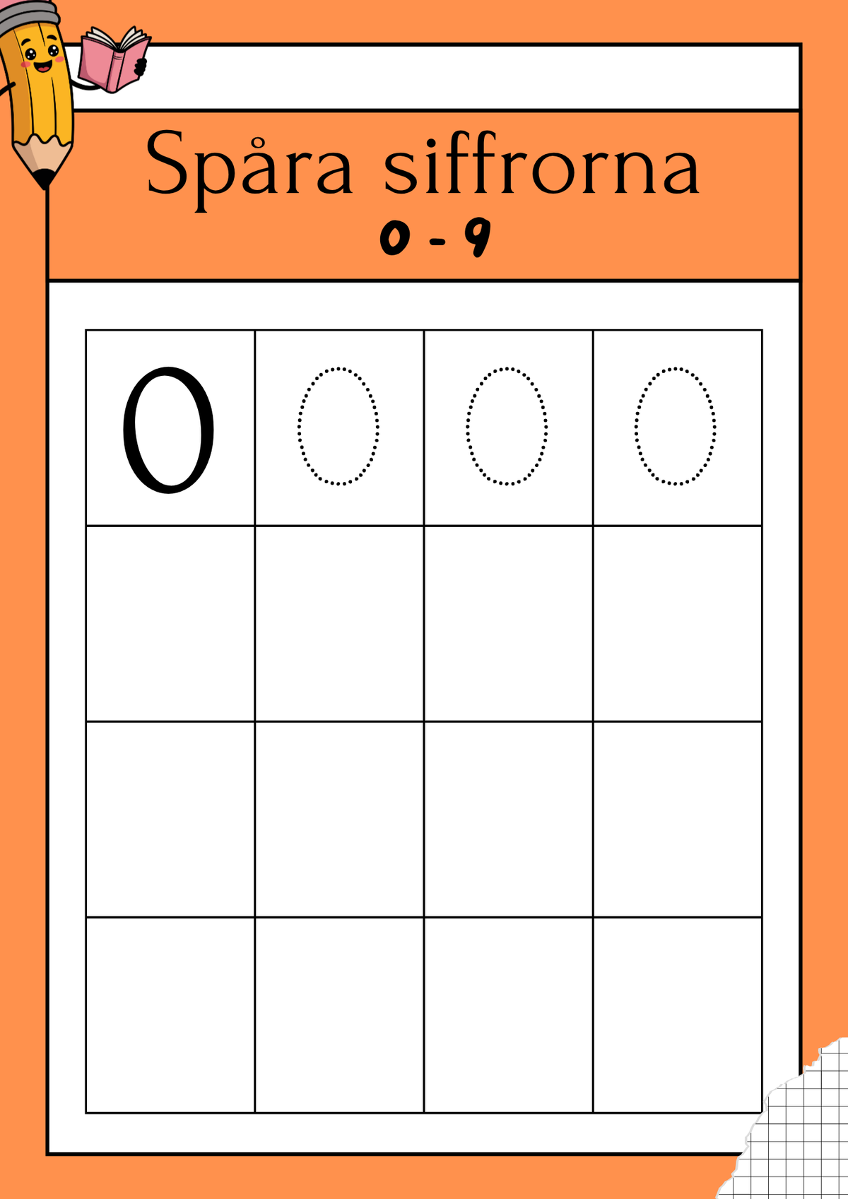 Spåra siffrorna - 0 - 9