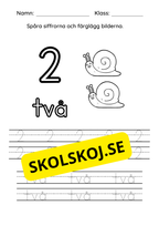 Spåra siffrorna (1 - 10) - Färglägg bilderna