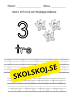 Spåra siffrorna (1 - 10) - Färglägg bilderna