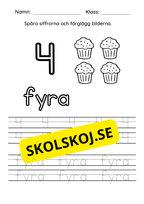 Spåra siffrorna (1 - 10) - Färglägg bilderna