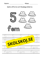Spåra siffrorna (1 - 10) - Färglägg bilderna