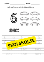 Spåra siffrorna (1 - 10) - Färglägg bilderna