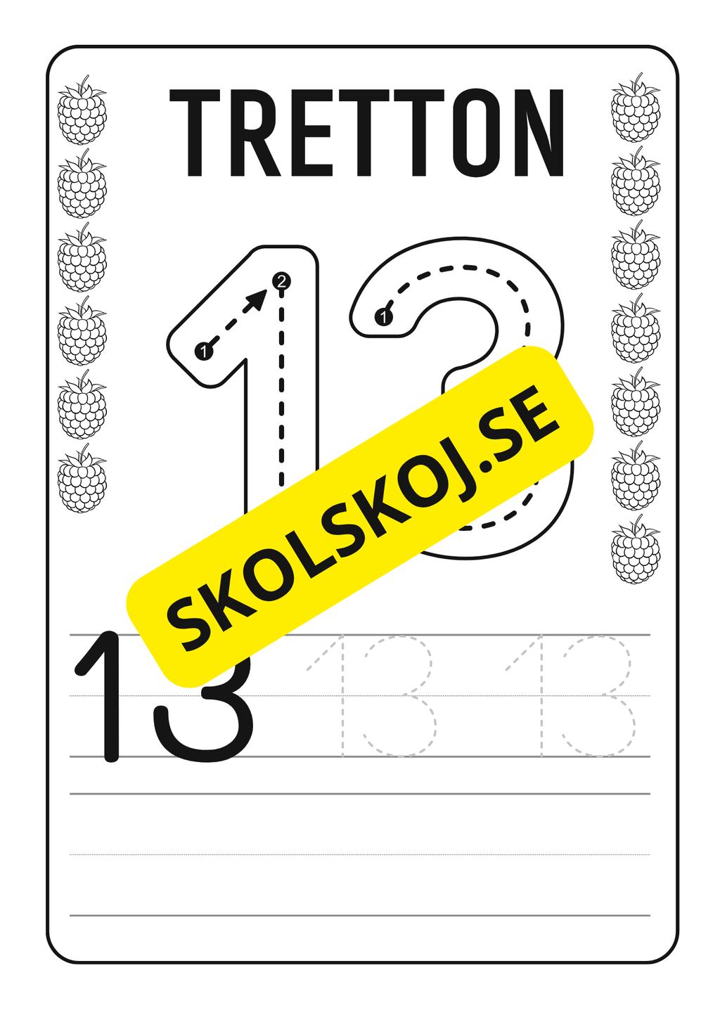 Spåra siffror och färglägg frukter - 1 - 20