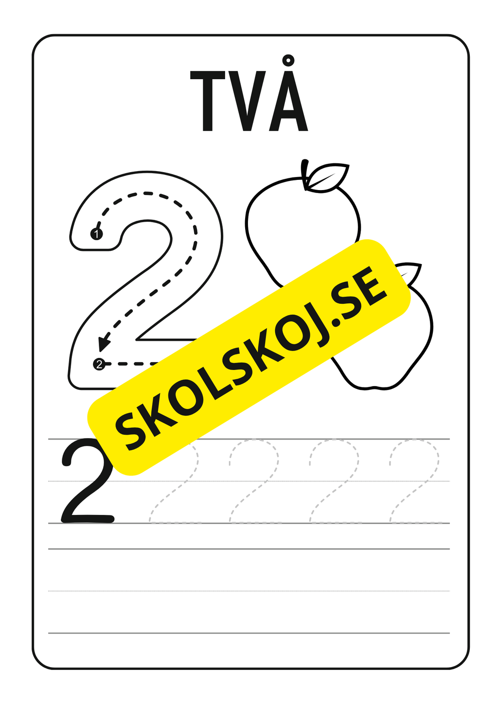 Spåra siffror och färglägg frukter - 1 - 20