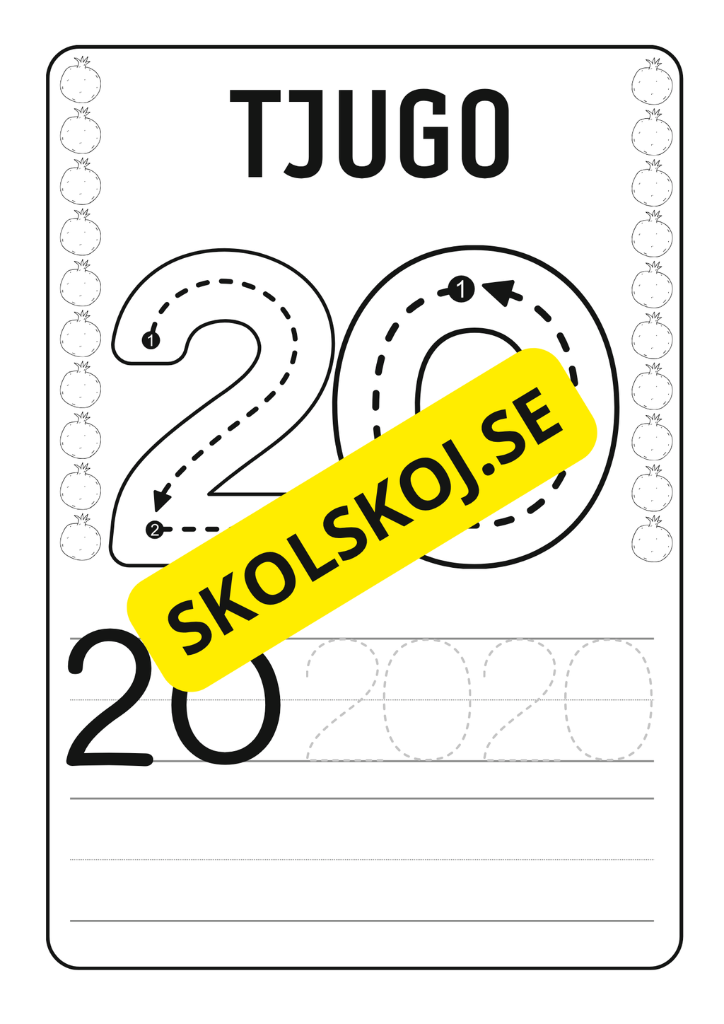 Spåra siffror och färglägg frukter - 1 - 20