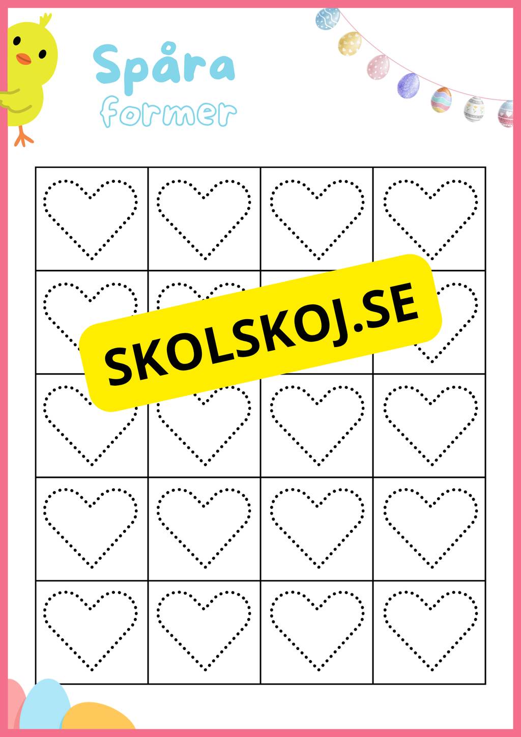 Spåra siffror och former - Påsktema