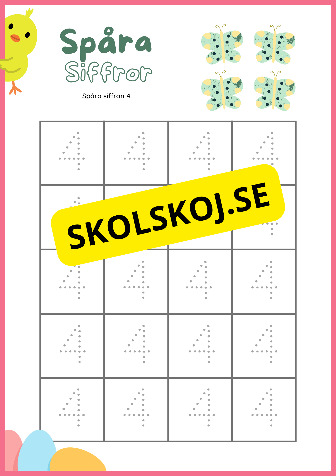Spåra siffror och former - Påsktema