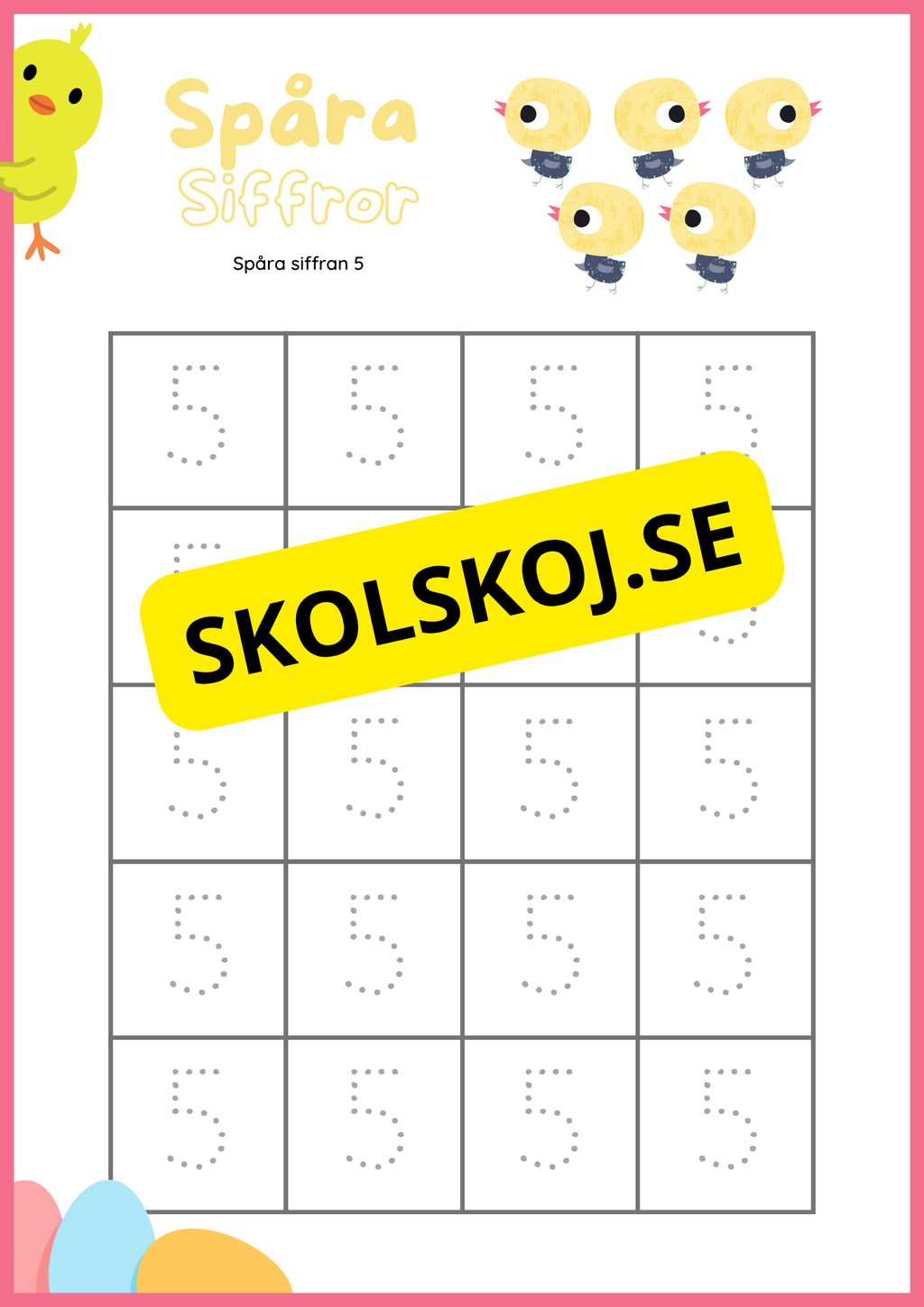 Spåra siffror och former - Påsktema