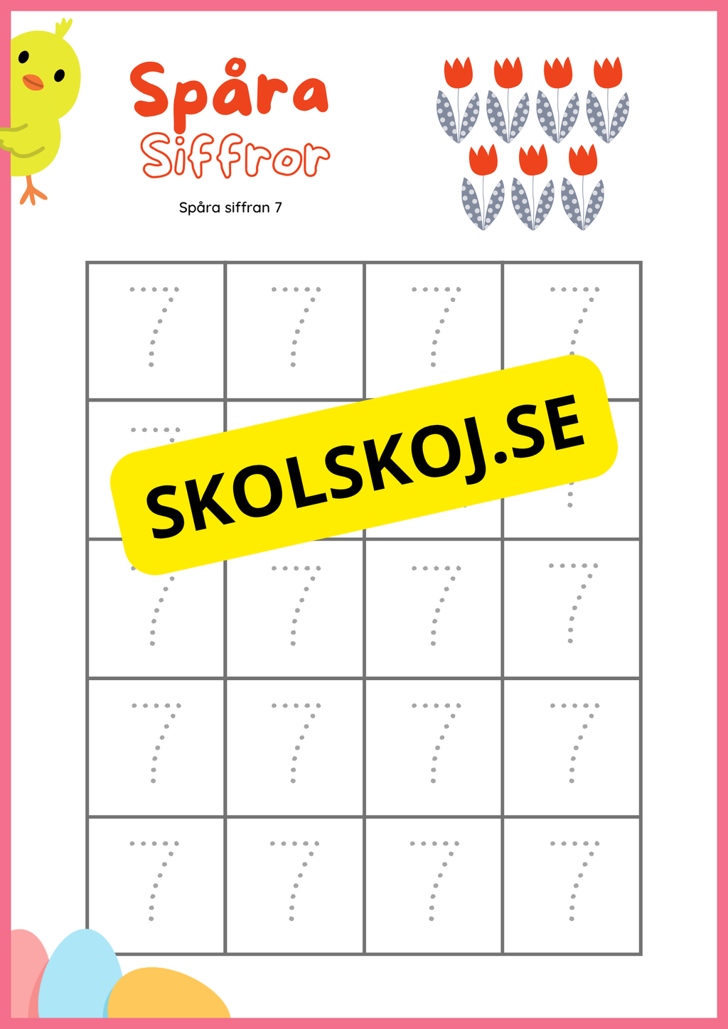 Spåra siffror och former - Påsktema
