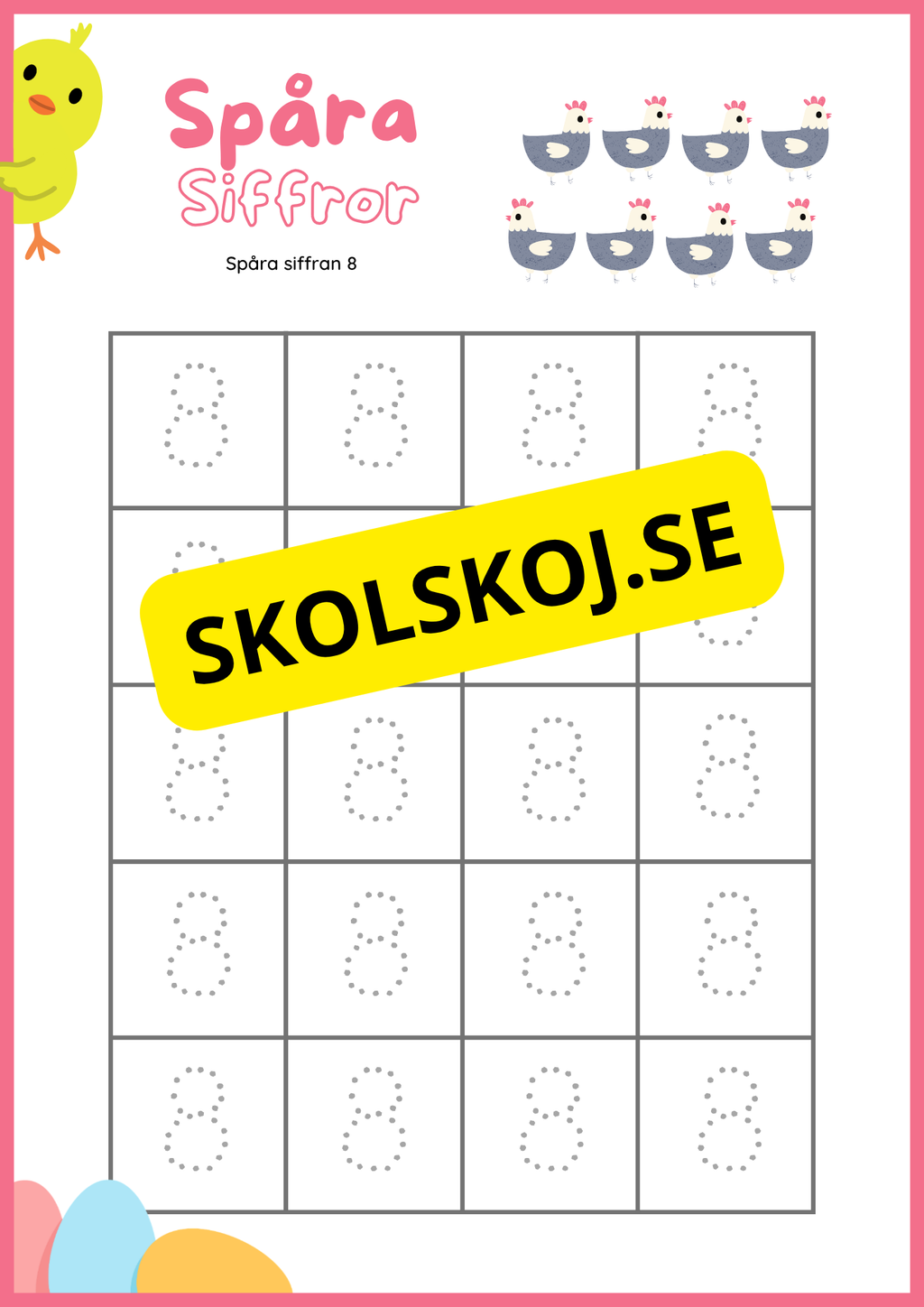 Spåra siffror och former - Påsktema