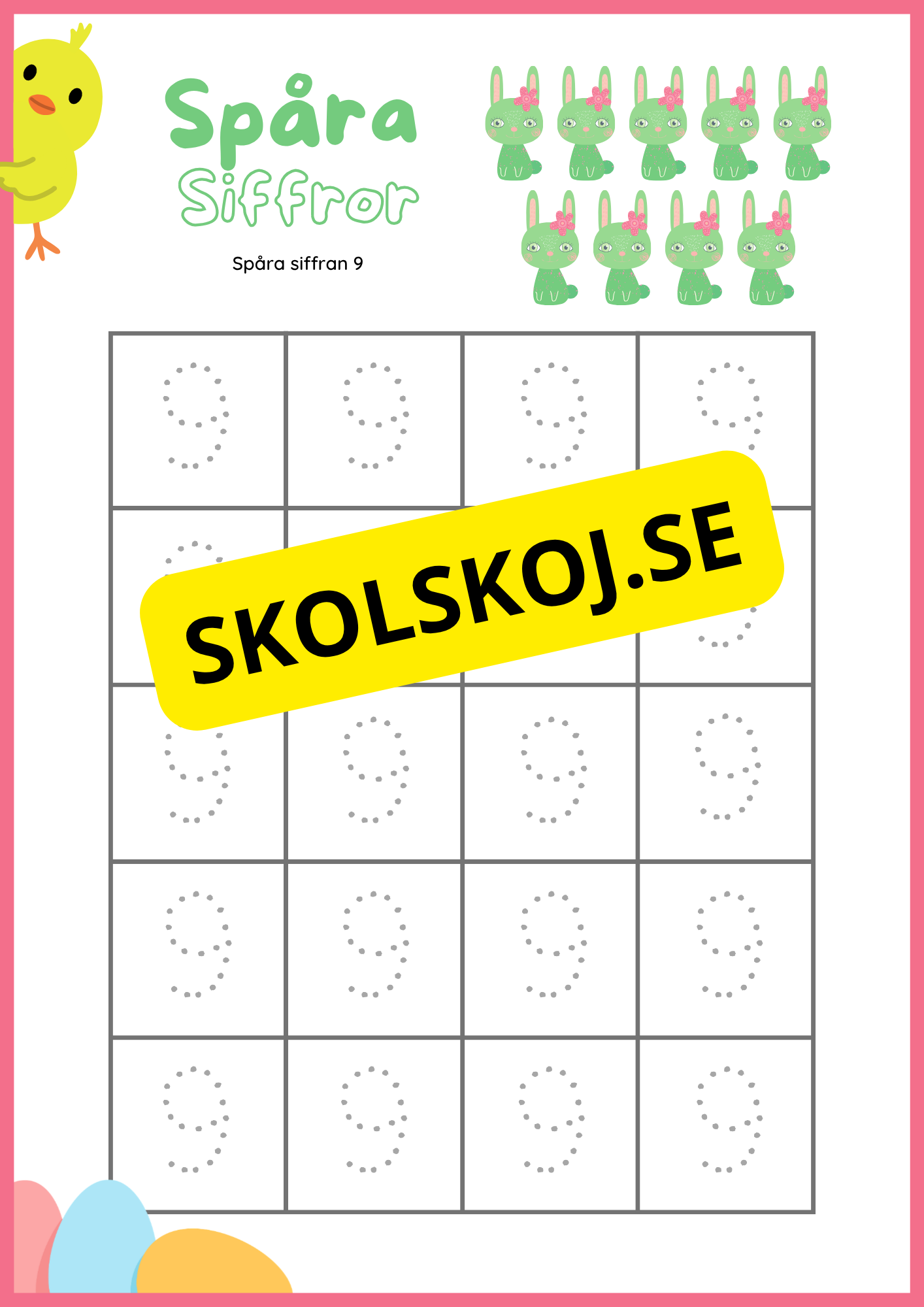 Spåra siffror och former - Påsktema