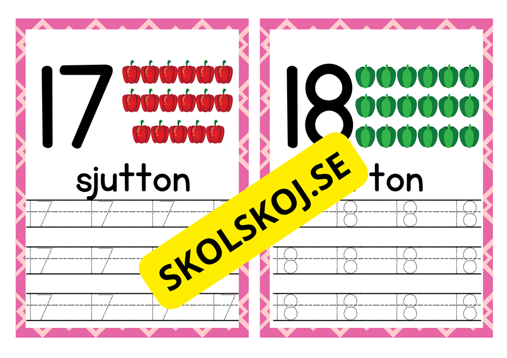 Spåra siffror och tal - Häfte - 1 - 20