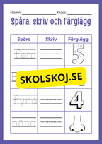Spåra skriv och färglägg