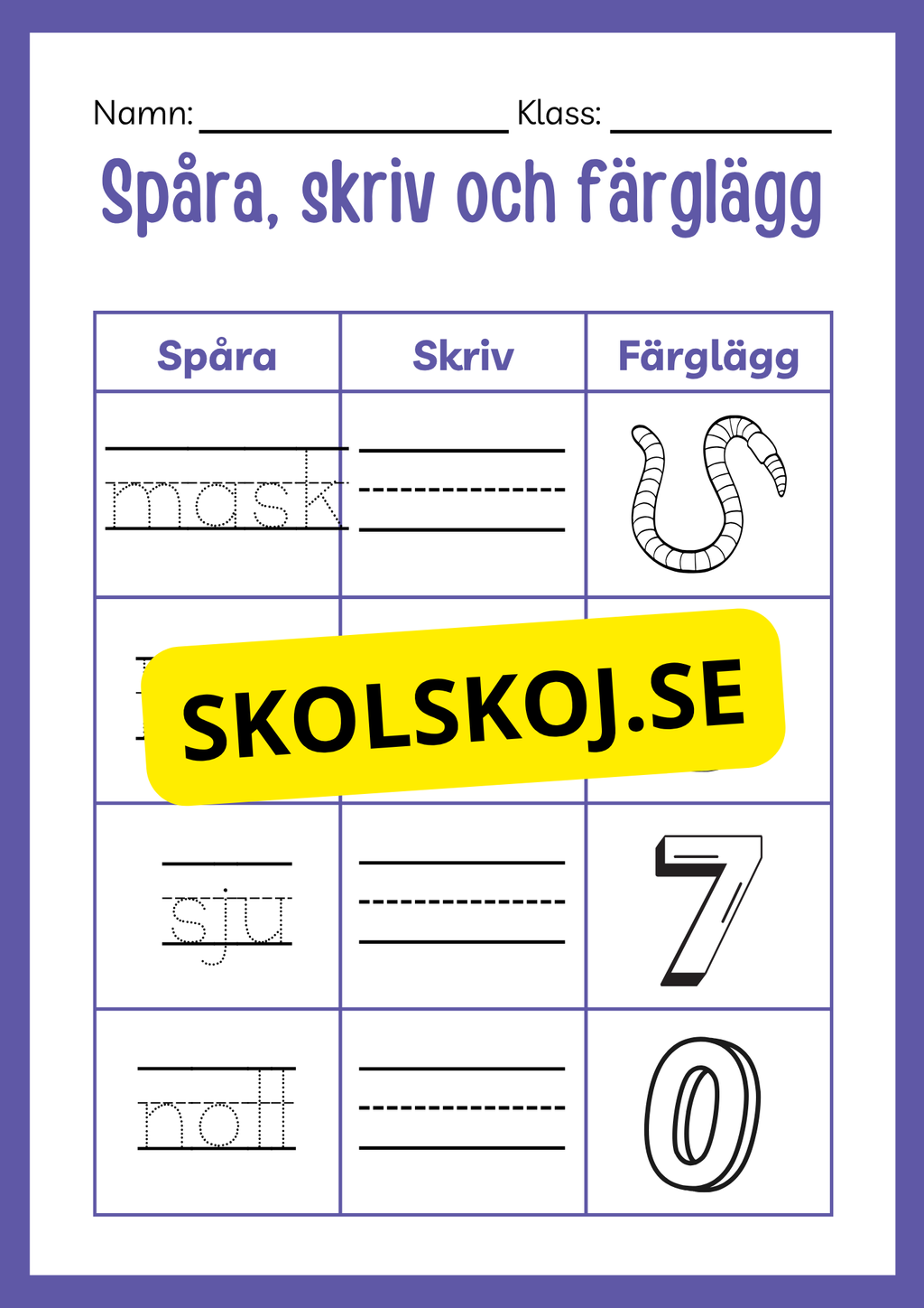 Spåra skriv och färglägg