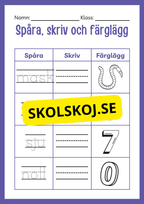 Spåra skriv och färglägg