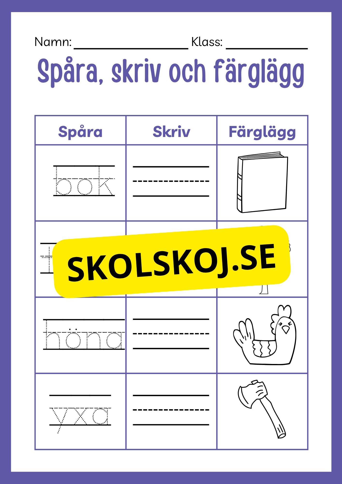 Spåra skriv och färglägg