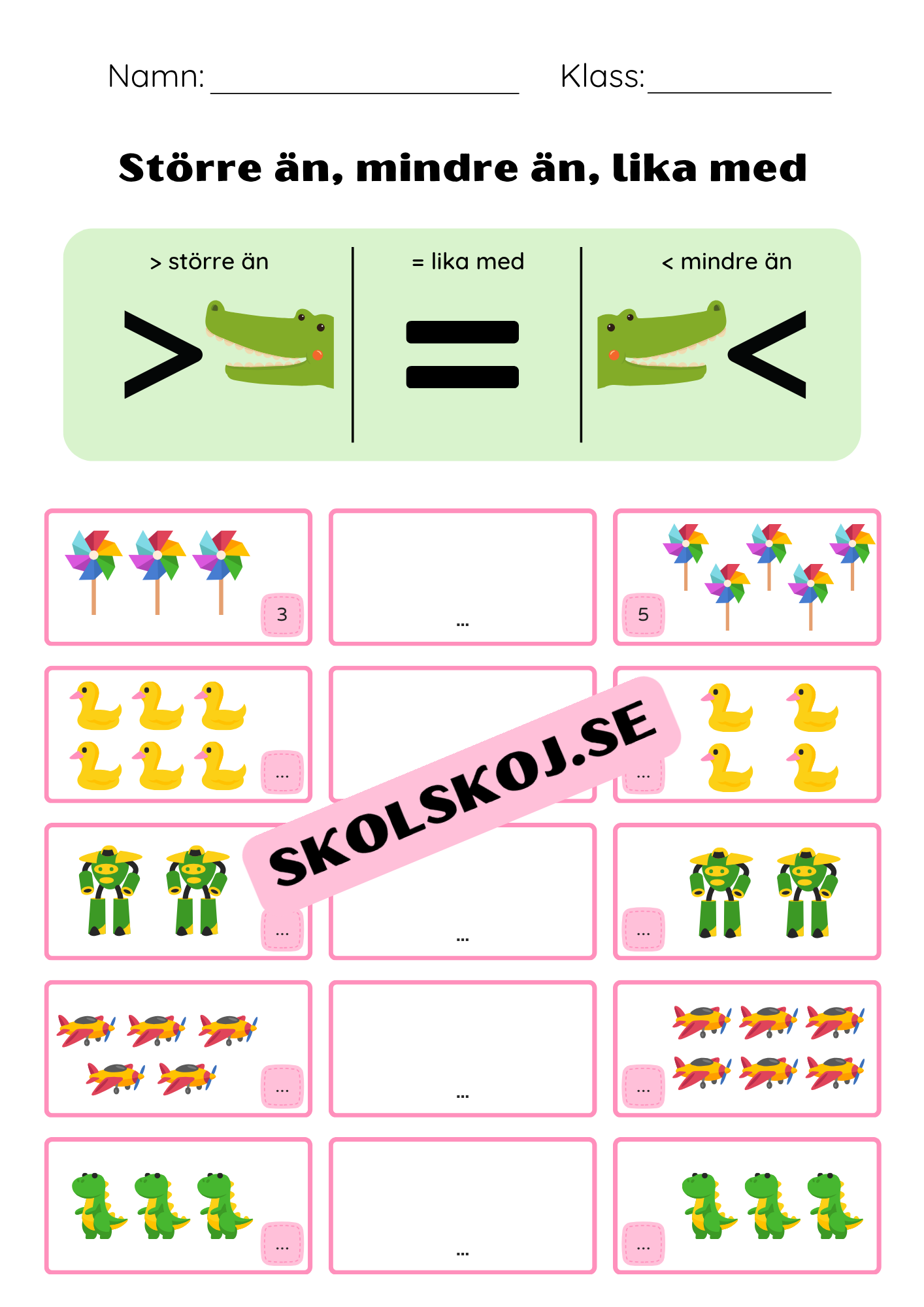 Större än, mindre än, lika med