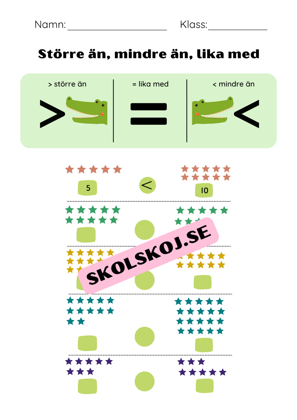 Större än, mindre än, lika med