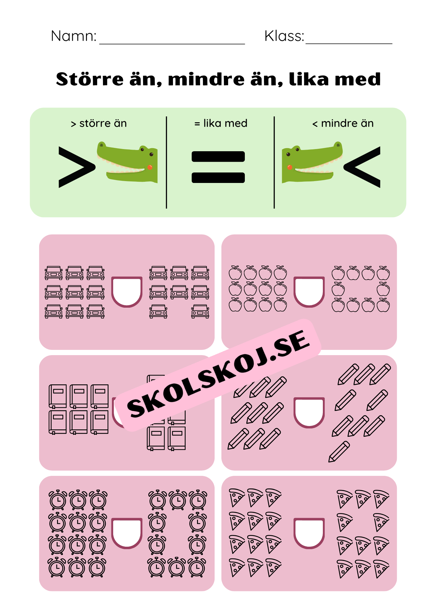 Större än, mindre än, lika med