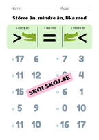 Större än, mindre än, lika med