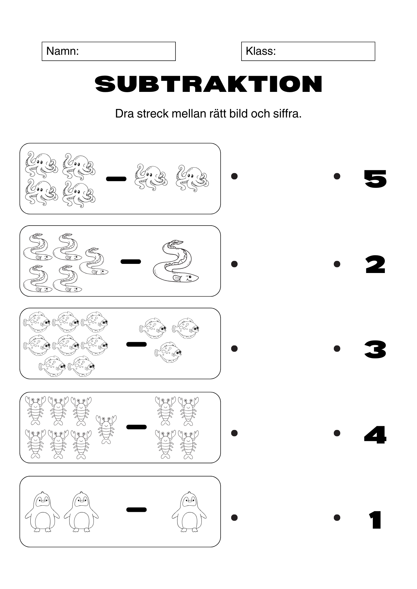 Subtraktion 0 - 10