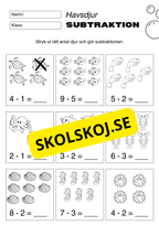 Subtraktion 0 - 10