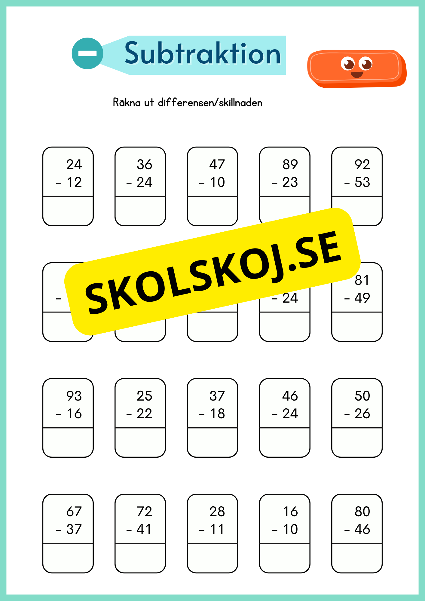 Subtraktion med uppställning