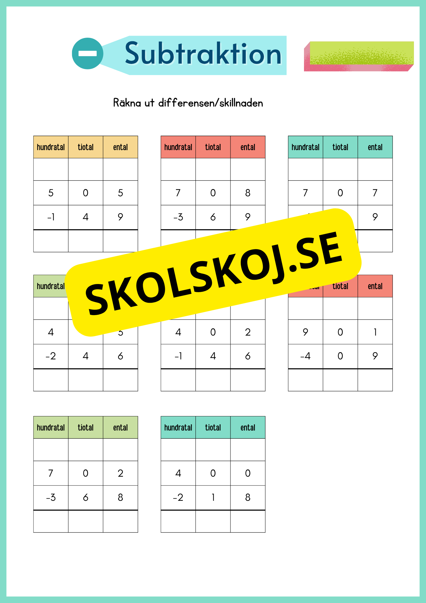 Subtraktion med uppställning