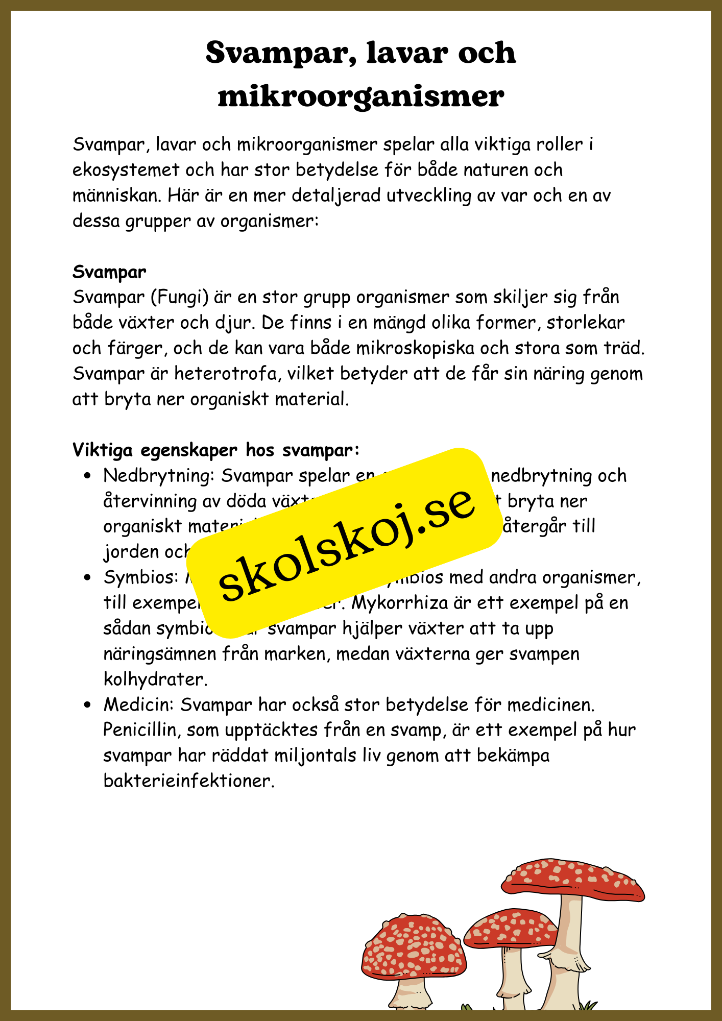 Svampar, lavar och mikroorganismer - Årskurs 4 - 6