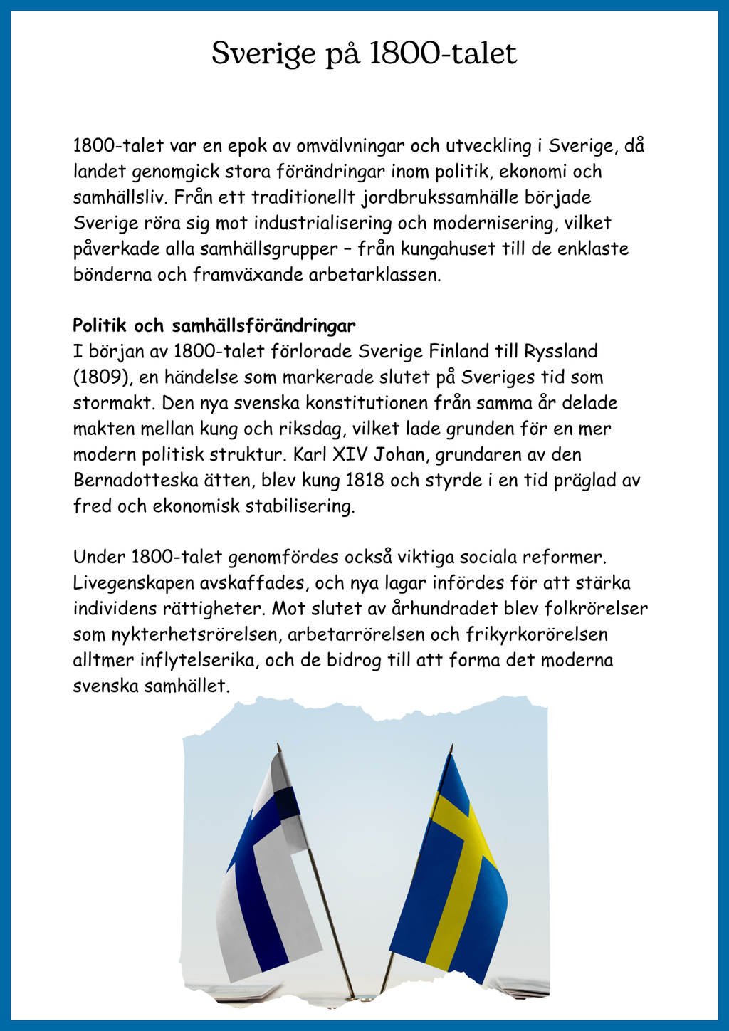 Sverige på 1800 talet - Årskurs 4 - 9 (53 sidor)