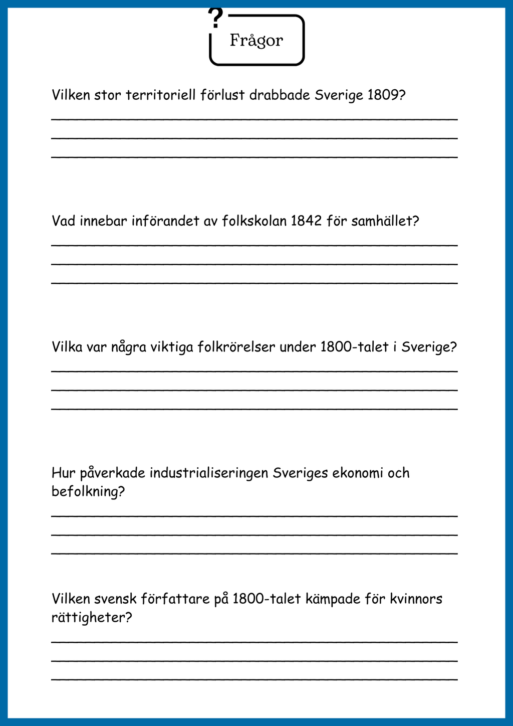 Sverige på 1800 talet - Årskurs 4 - 9 (53 sidor)