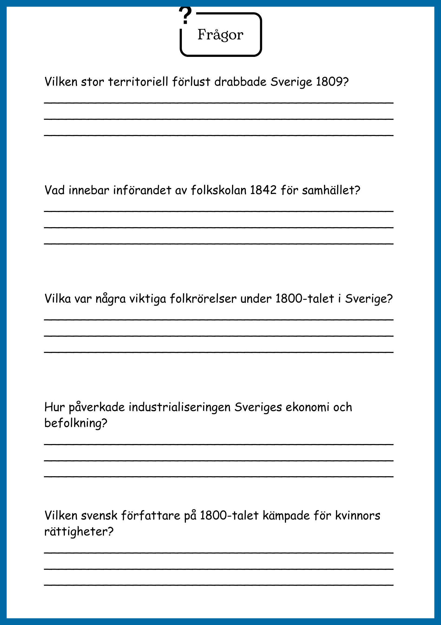 Sverige på 1800 talet - Årskurs 4 - 9 (53 sidor)