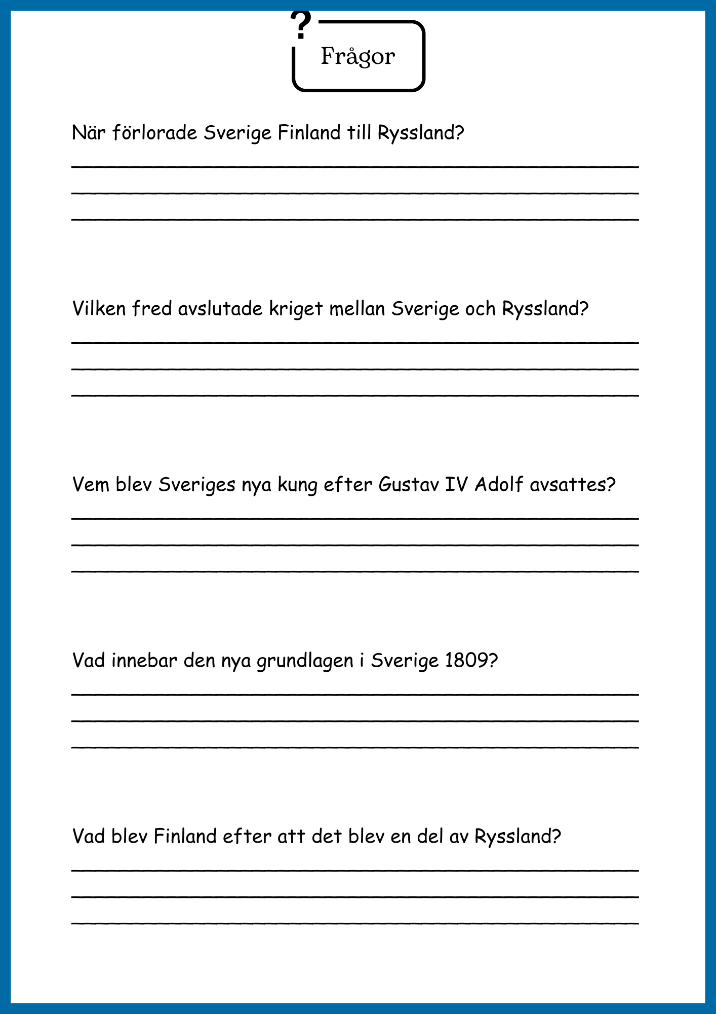 Sverige på 1800 talet - Årskurs 4 - 9 (53 sidor)