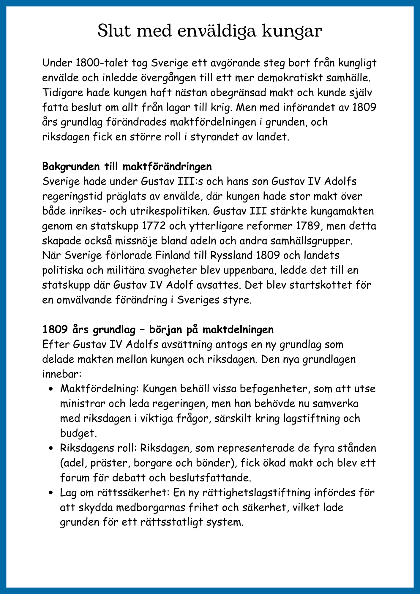 Sverige på 1800 talet - Årskurs 4 - 9 (53 sidor)